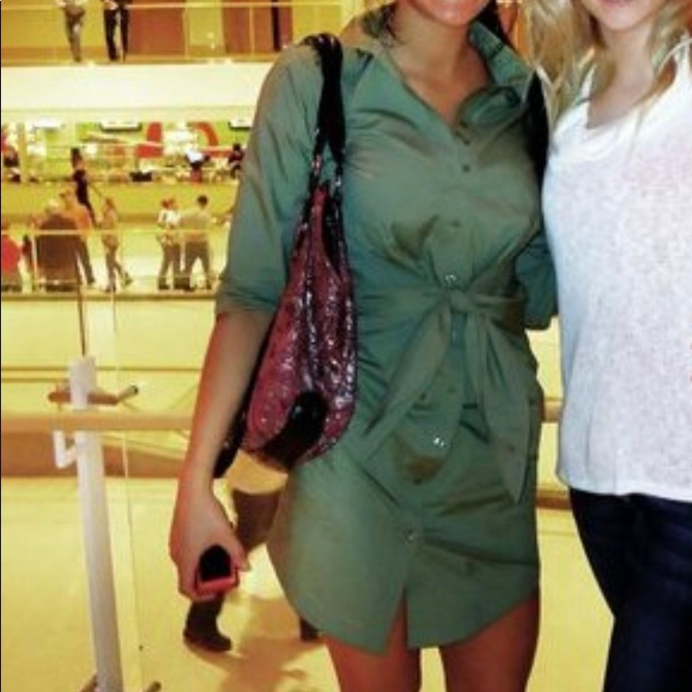 Button down green dress